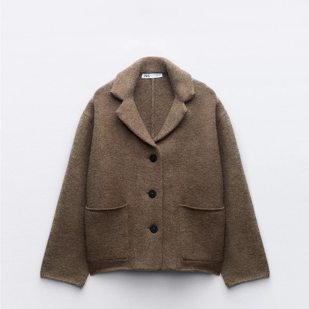 Zara short knit button up coat